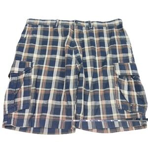 Foundry Supply Co. Cargo Shorts Men's Size 44‎ Blue Red Plaid Y2K